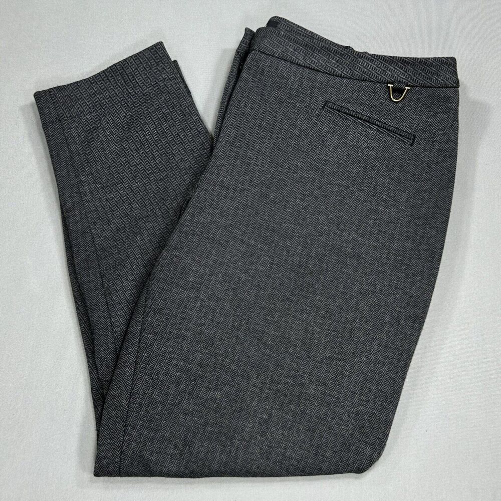 Talbots Pants Women's 14W 14 Gray Dalton Herringbone Faux Pockets Measures 36x28